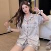 The Real Shot of the New Summer Pajamas Is Female, Sweet, Cute, Comfortable and Cool, Skin-friendly, Ice Silk Short-sleeved Shorts, Loungewear Set.