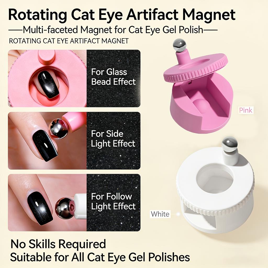 Rotating Cat Eye Nail Magnet, Magnetic Ball, Multi-sided Powerful Magnet. Suitable for Nail Salon DIY and Press-on Manicure Creation