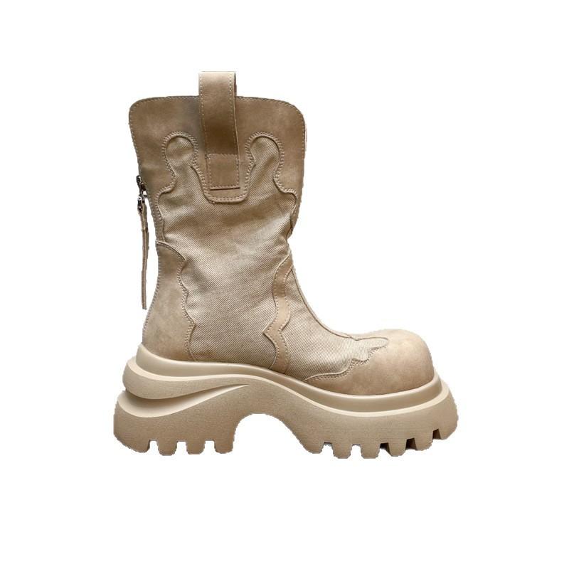 [Fanfna] 2025 autumn thick-soled muffin retro canvas Martin boots comfortable casual versatile short boots women