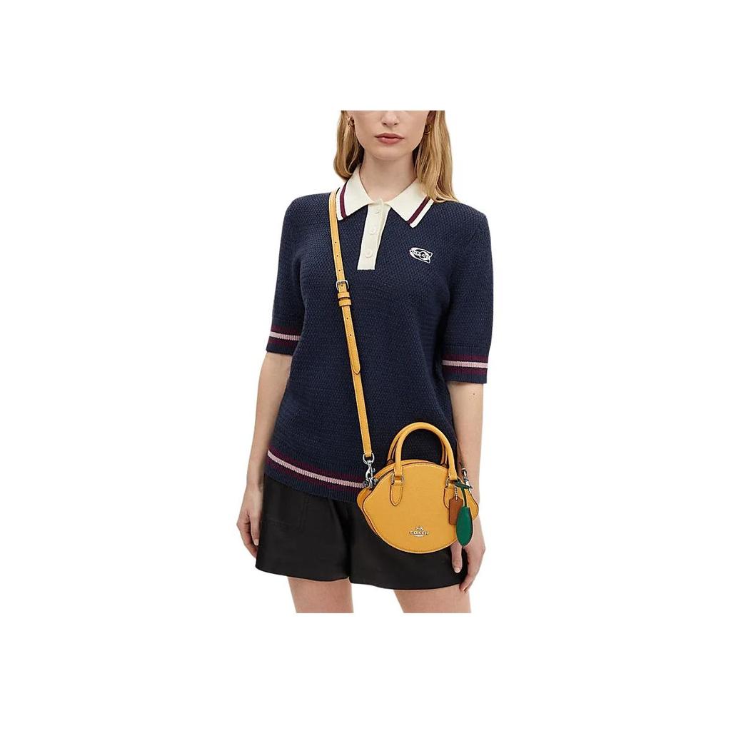 Coach Lemon 21 Logo Zip Closure Leather Crossbody Bag Unisex Crossbody Bag Honeycomb CR251-SVRGJ
