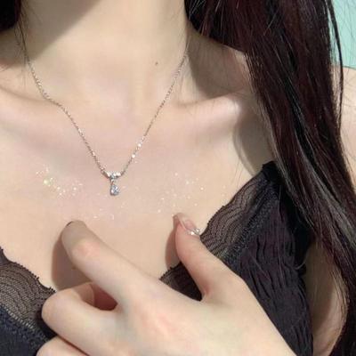 Koreanische Mode Zirkon Tropfenhalskette - Eleganter und minimalistischer Schlüsselbeinschmuck für Frauen