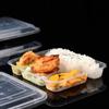 Disposable Black Four-Compartment Lunch Boxes with Lids, 150 Sets