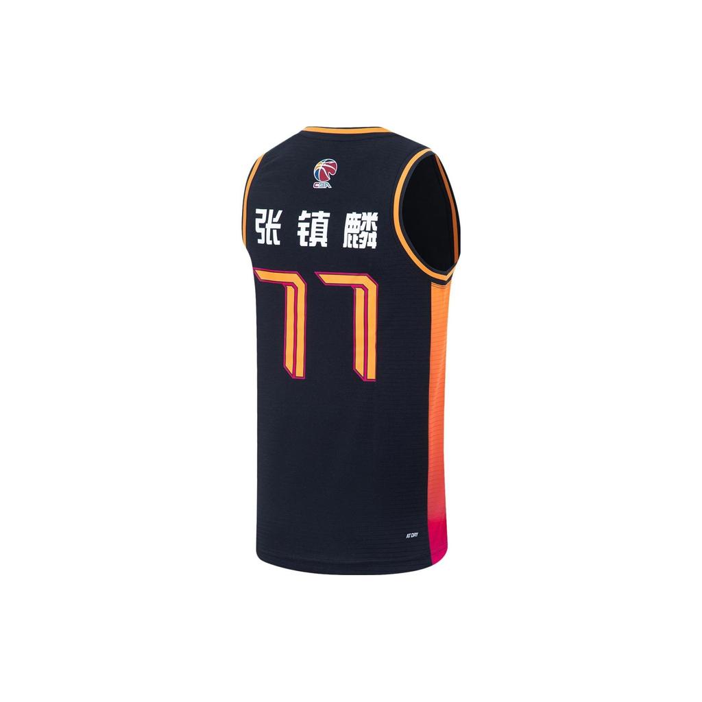Li Ning Série CBA Logo Potisk Vzor 22 Sezóna All-Star Zhang Zhenlin 77 Basketbalový dres Pánský dres Černý AAYT695-1