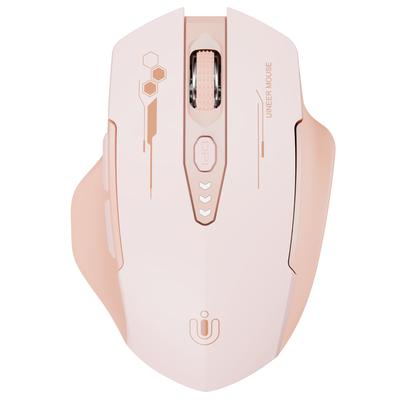 Upgraded Bluetooth Wireless Mouse with Visual Battery Rechargeable Ergonomic Mouse with DPI Adjustment for Pink Multi-Device Life, Tri-Mode (BT