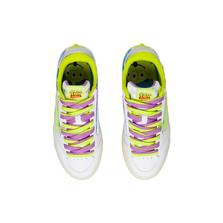 Disney X Li Ning Wave 180 Low Top Skateboard Shoes Women's White Yellow Alien Special Edition AECS034-1