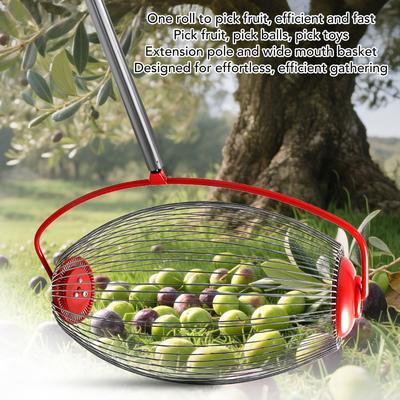Rolling Nut Gatherer Stainless Steel 44.7 Inch 3 Section Multifunctional Acorn Picker Upper Roller for Pecans Walnuts Outdoor