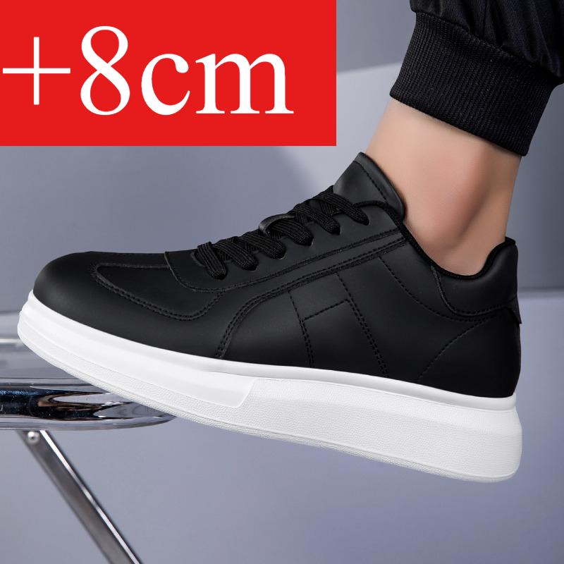 Chaussures à plateforme en cuir PU tendance pour hommes 6cm 8cm 10cm Augmentation de la hauteur invisible Baskets blanches Cortex Augmentation de la hauteur Chaussures décontractées