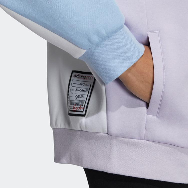 Adidas Sudadera Neo Colorblock con Media Cremallera Cortavientos Cuello Alto Mujer Tops Azul Blanco Morado GU0845