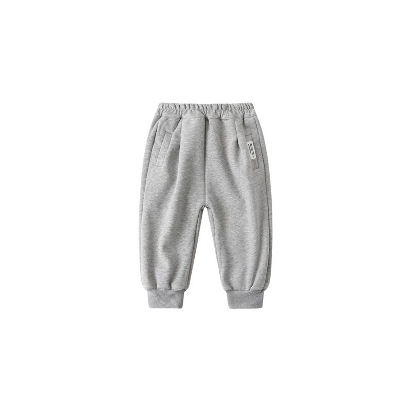 Children's Thickened Pants for Autumn and Winter, Boys' Composite Fleece Sweatpants, Baby Boys' Warm Solid Color Low-Waist Pants