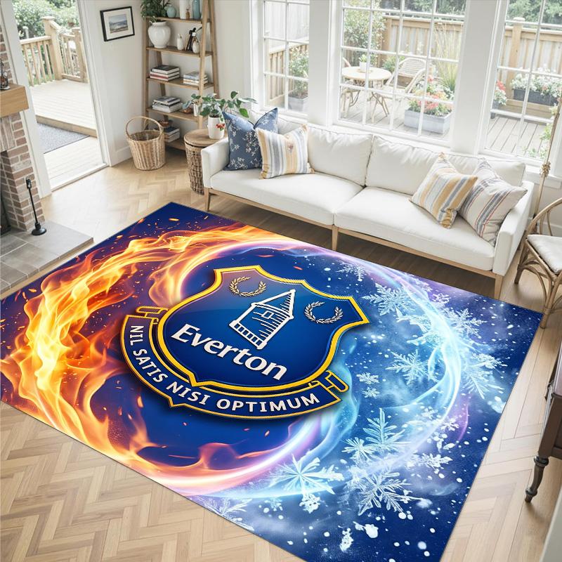 Everton Football Design Crystal Velvet Carpet Cozy Non?Slip Printed Rug For Bedroom Living Room Entrance