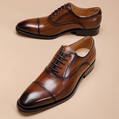 Módní Nový Styl Pánské Boty Formální Společenské Boty Pánské Oxfords Pánské Pravá Kůže Kancelářské Boty Elegantní Svatba Večírek Šněrovací Boty