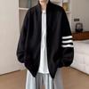 Men's Striped Cardigan Sweater: Casual Knitwear Jacket with High-End Feel for Autumn/Winter.