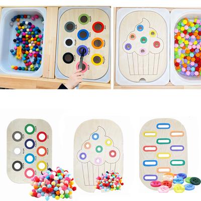 Children'S Sensory Tray Table Color Hairball Game Wooden Tile Montessori Early Education Toys Kids Toys Educational Accessories