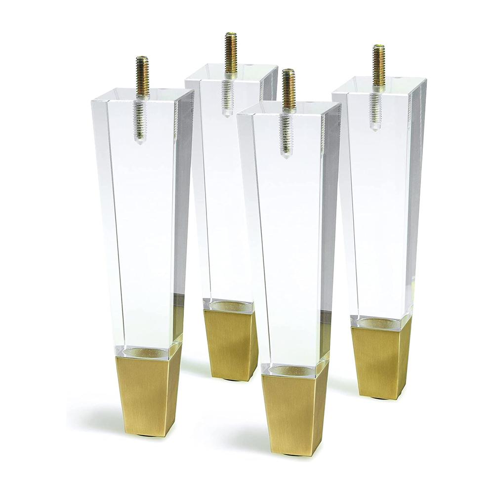 

Квадратные акриловые ножки для мебели, сменные ножки для шкафа, современный прозрачный декор, ножки «сделай сам», квадратный стиль, набор из 4 шт. Gold 200mm