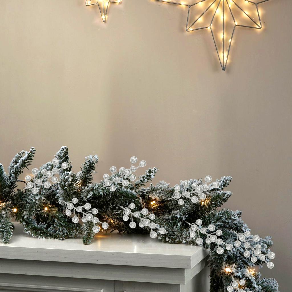 Artificial Xmas Small Fruit Branches with 12 Berries Stem for Wedding Xmas Tree Decor DIY Crafts