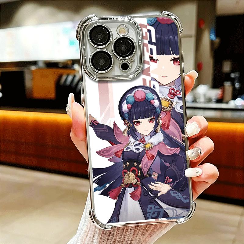 Genshin Impact Desgin Plating Phone Case For Iphone 16 17 Pro Max Air 16E 14 15 Plus 12 13 Mini Anti-Fall Airabag Cover