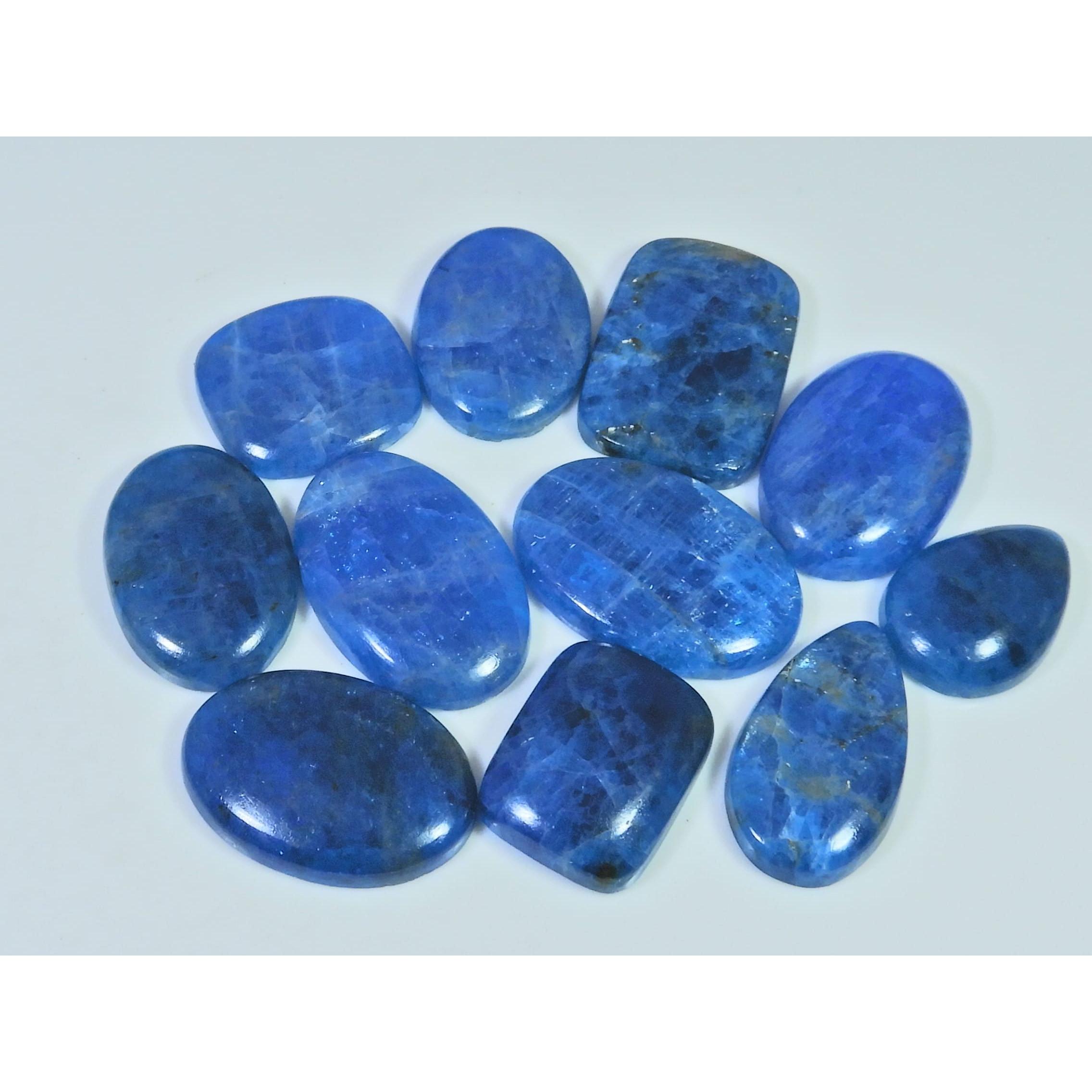 11Pcs Natural Blue Apatite Mix Shape Cabochon Loose Gemstone 270Cts. Lot C-2440