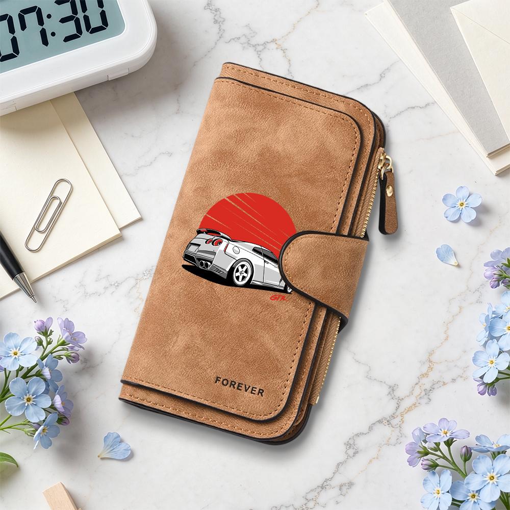 Stylish Car Pattern Long Wallet Casual Portable Card Holder Fashion Daily Use Purse