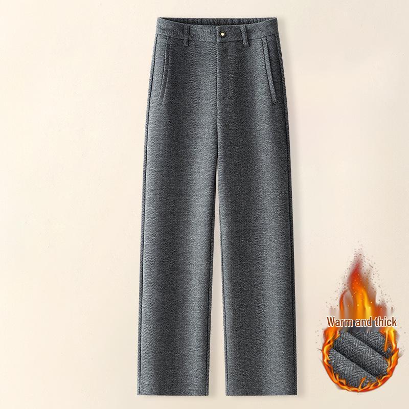 2025 Autumn/Winter High Waist Tencel Wool Cigarette Pants: Slimming Loose-Fit Drape for Versatile Casual Wear
