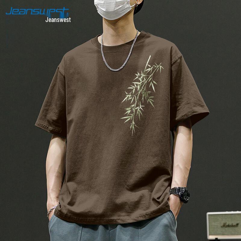 Jeanswest Men s Tie-Dye Bamboo Print Cotton T-Shirt L