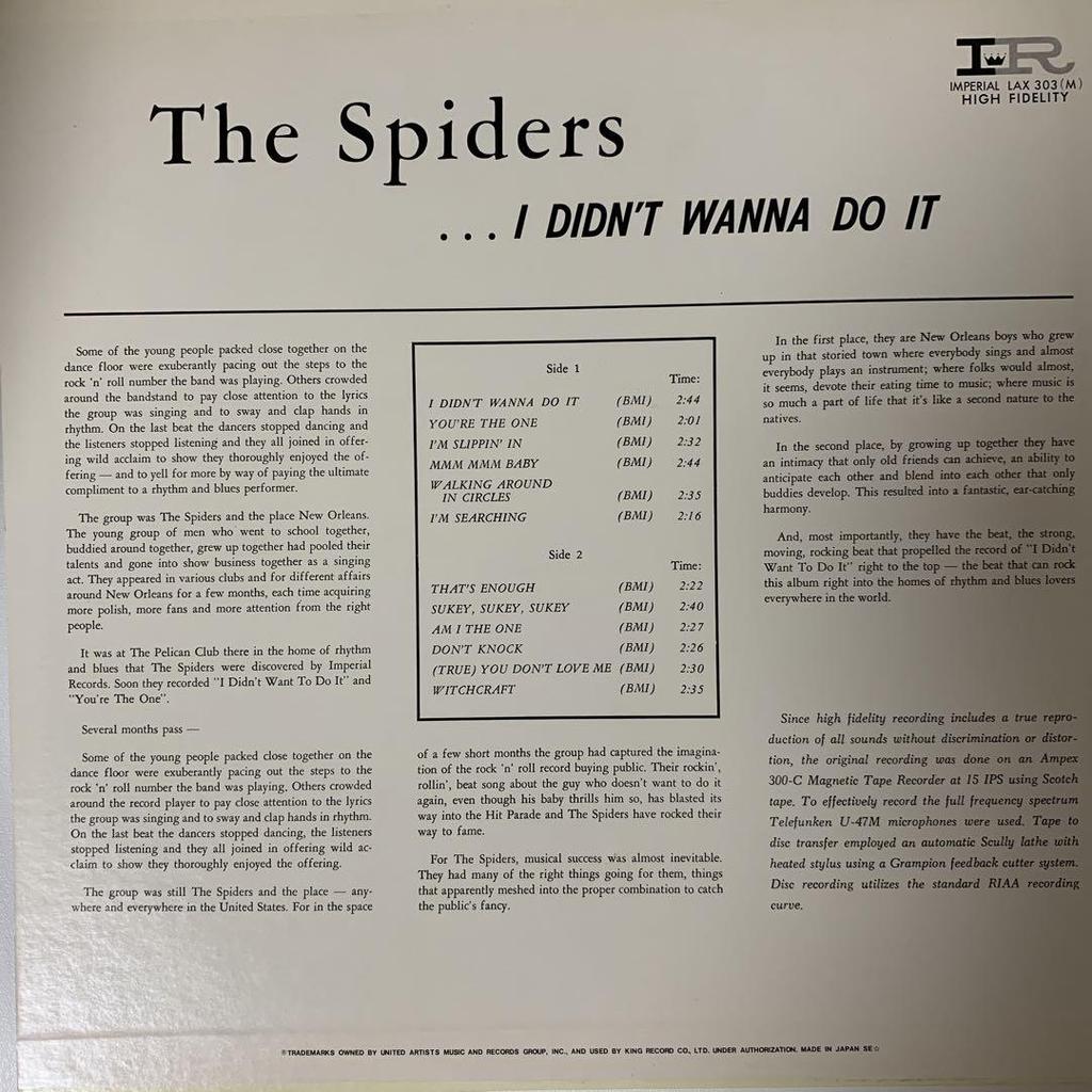 [USED] THE SPIDERS - I DIDN'T WANNA DO IT R&B