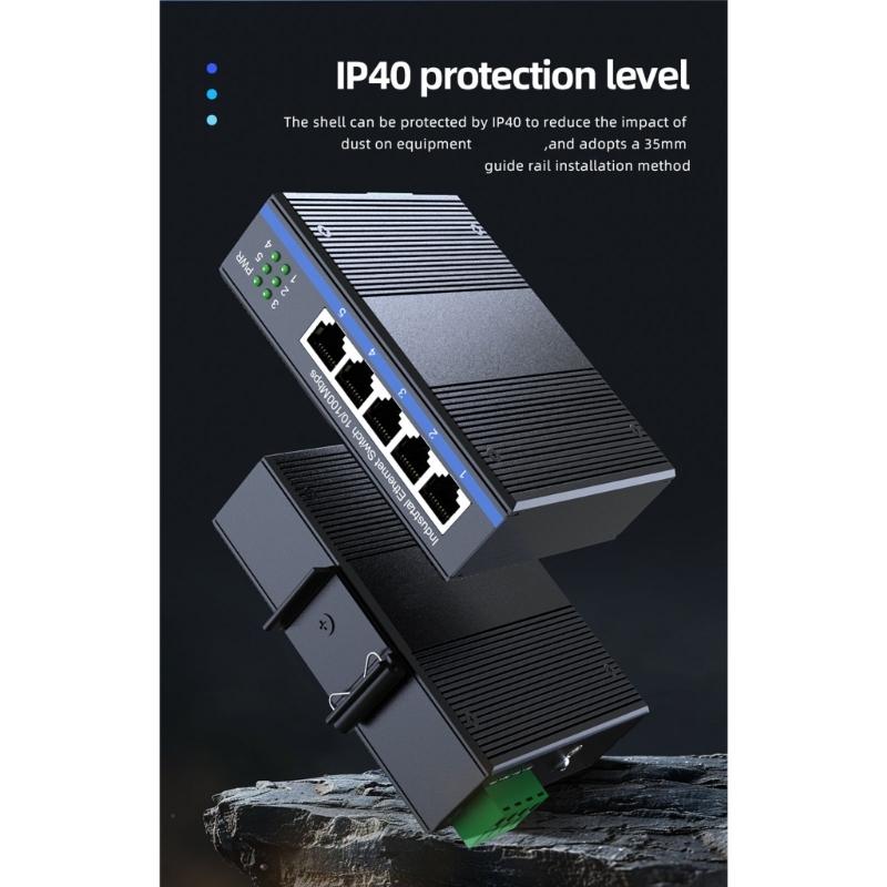 Industrial 5 Port 100Mbps Industrial Switcher 1000Mbps Industry Ethernet Networking Switcher DIN Rail Mounted Data Transfer
