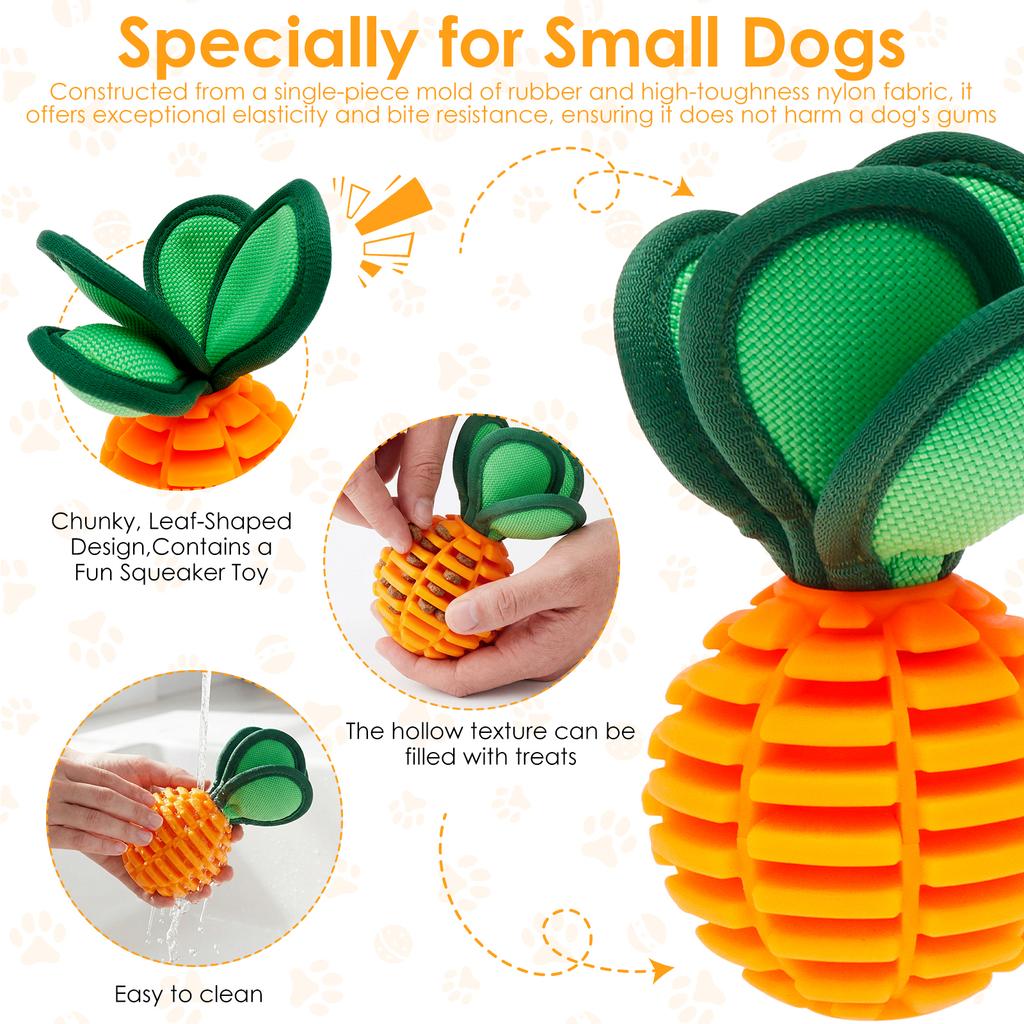 2 Pcs Dog Chew Toys Portable Interactive Treat Dispensing Ball with Squeaker Puppy Dental Care Toys Pet Supplies for Training