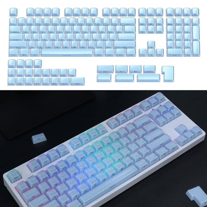 113Key PC Keycaps Set for Mechanical Keyboards with Double Shot Injections OEM Profile Keycap Crystal Jelly Design