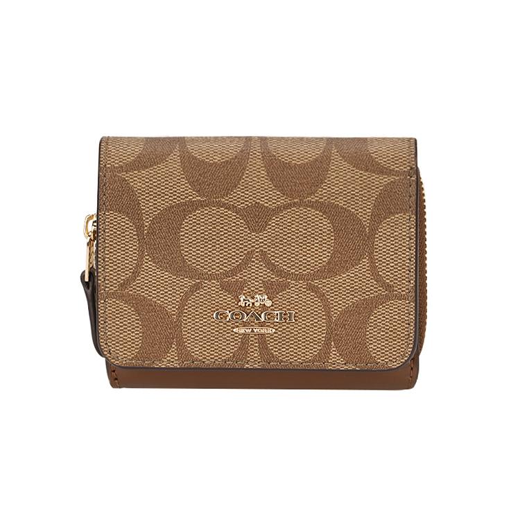 

New COACH Cow Leather Wallets Clutches Women s Khaki 7331-IME74 9.9*4.1*8.1CM