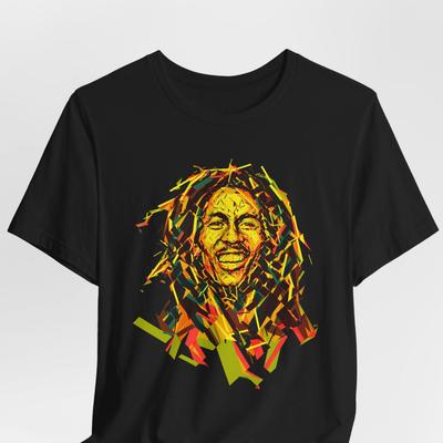 Bob Marley Rasta Grafik-T-Shirt, Reggae Musik Fan Bekleidung, Jamaika Legende Porträt Shirt