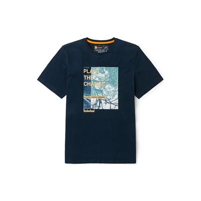 Pattern Printed Knit Casual Fashion Breathable Round Neck Short Sleeve T-Shirt Men T-Shirts Deep-Sapphire-Blue A62JN-433