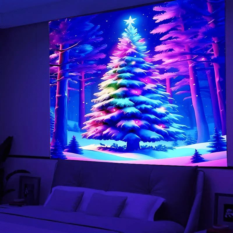 Ultraviolet Punk Cyberrobot Luminous Tapestry, Indoor Mood To Create Atmosphere, Psychedelic Luminous Art, Bedroom Decoration