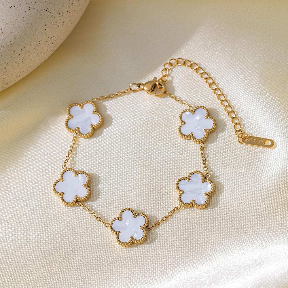 Hot-selling five-leaf flower five-flower double-sided petal bracelet fashion versatile trend jewelry women