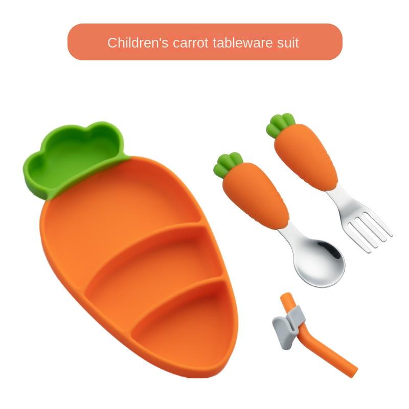 

Набор столовых приборов HANYANG, столовые приборы из нержавеющей стали 304, креативная силиконовая тарелка для моркови, набор столовых приборов из трех предметов