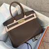 High-quality Version H Home First-layer Cowhide Lychee Pattern Platinum Bag, Portable Shoulder Crossbody Kelly Women's Bag