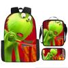 Green Hair Monster Grinch School Bag Campus 12345th and 6th Grade Backpack Lightweight Weight Loss Computer Bag Three-piece Set