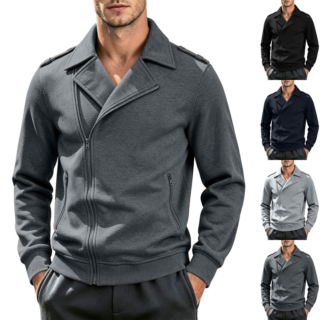 Men's Casual Jacket, Color Lapel -Lined Outerwear for Everyday Wear
