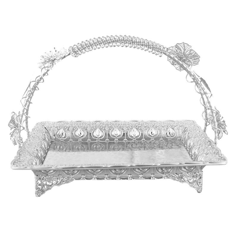 Golden Metal Single-Layer Multi-Purpose Fruit Snack Basket with Handle - European Classical Style for Hotel, KTV, or Living Room.