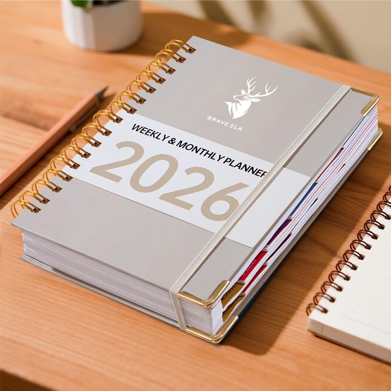 

1pcs 2026 A5 Weekly Planner Student Office Daily Planning Notebook Weekly & Monthly Agenda Book for Schedule Management сірий