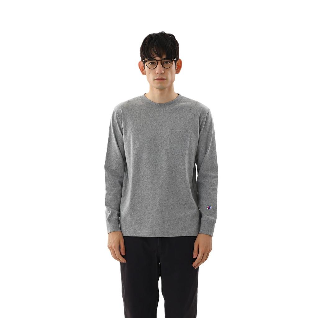 Champion Long Sleeve Crew T-Shirt, Neck, 100% Cotton, C3-W401Z-070-L