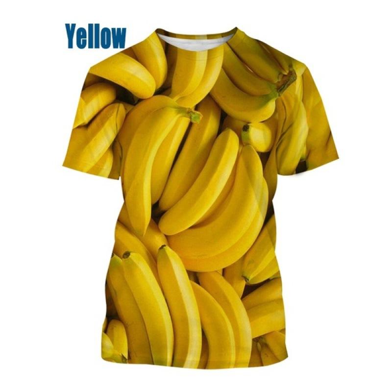 Fruit 3D Printed Short Sleeved T-shirt Summer Breathable polyester Simple Round Neck Top