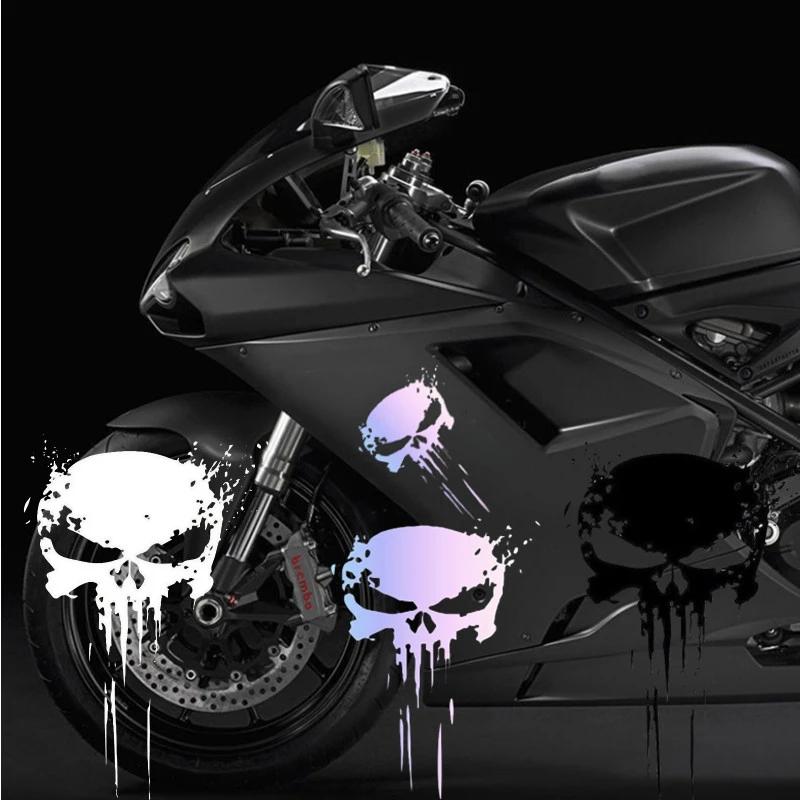 Samochodowa Naklejka Odblaskowa Czaszka Winyl Wodoodporne Kalkomanie Moda Motocykl Auto Styling Ozdobne Naklejki na Karoserię Czaszka 10x15CM