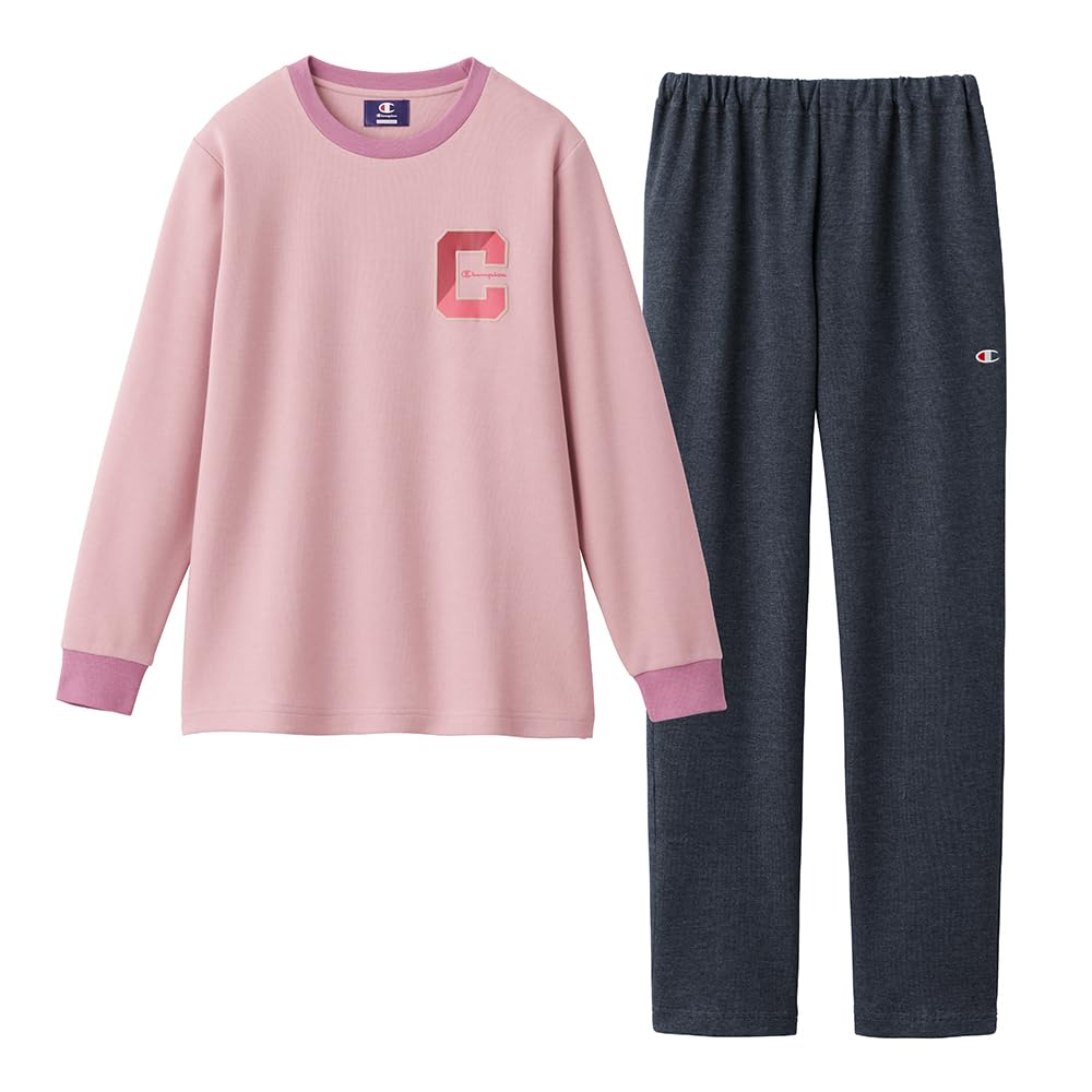 Cotton Blend Cardboard Knit Loungewear with Long Sleeves and Pants Women's