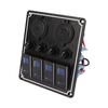4 Gang Rocker Switch Panel with USB Cigarette Lighter Socket Toggle ON Off Combination Switch Panel for Caravan Yacht