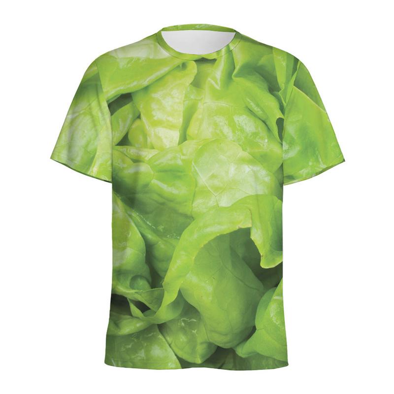 

Fresh Lettuce Leaves 3D Printed T Shirts For Men Green Vegetable Pattern T-shirt Streetwear XXS