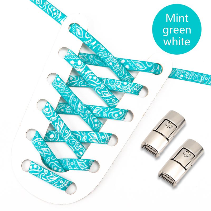 Nr. 8 bunte Press-Lock-Schnürsenkel ohne Bänder, Cashew-Blume, elastische Schnürsenkel, Sport, Kinder, Erwachsene, 8 mm dick, Tennis-Flats, Schnürsenkel ohne Bindeband