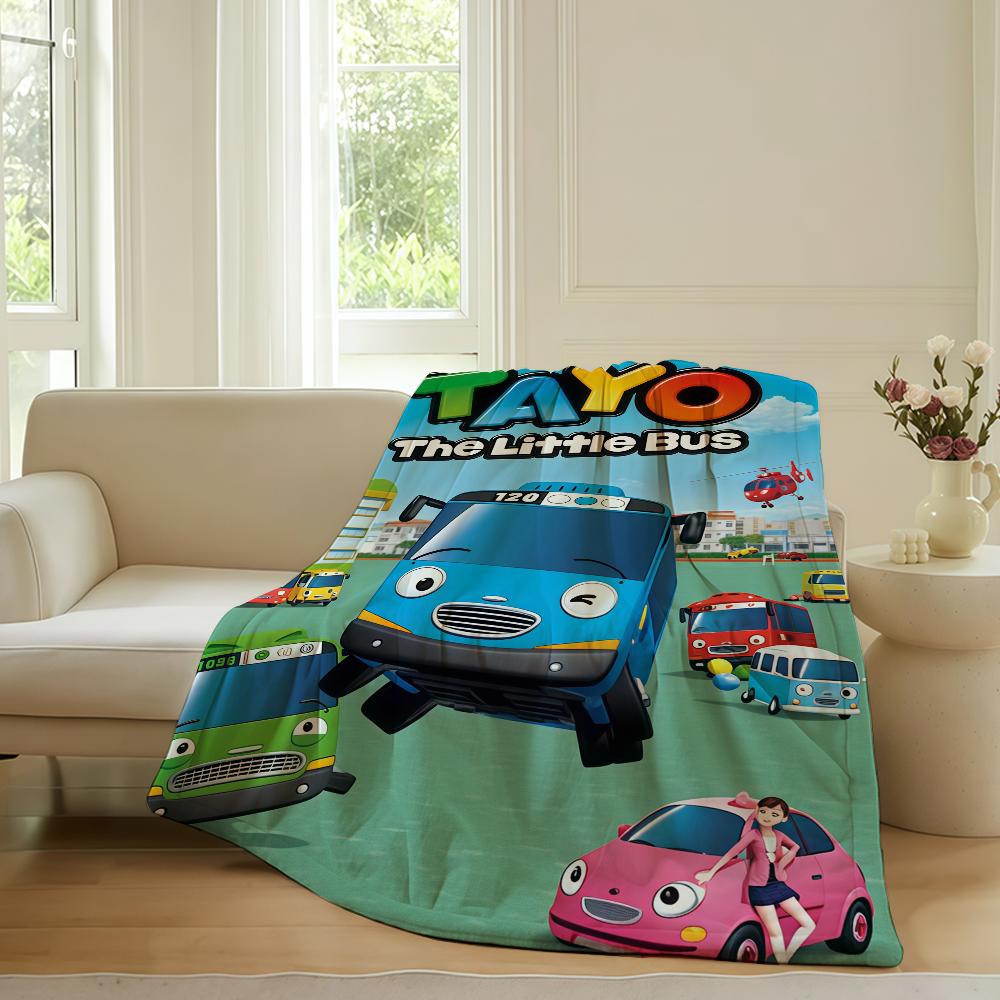 

Cartoon car T-Tayo the L-little Bus Blanket For Sofa Office Bed Plane Travel Sleep Read Relax Camping Soft And Warm 30x40in