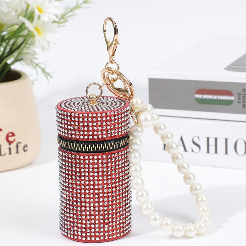 

Сумочка для помади на блискавці, гаманець для монет зі стразами, портативний гаманець для монет червоний