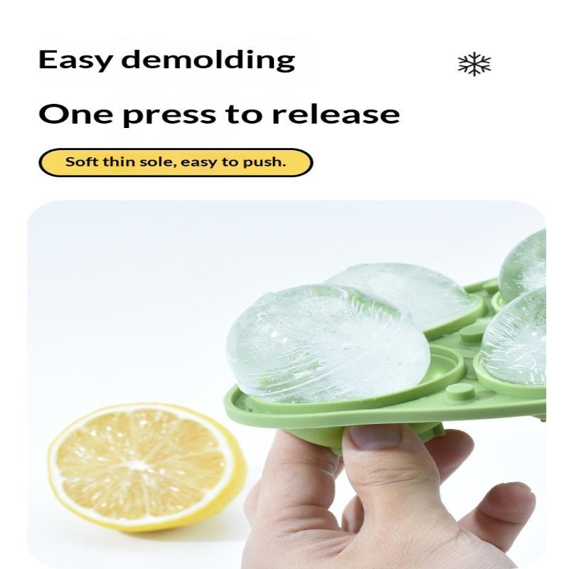 Large Silicone Ice Sphere Mold 4-Hole Food Grade Reusable Ice Cube Tray for Party  Cocktail Making