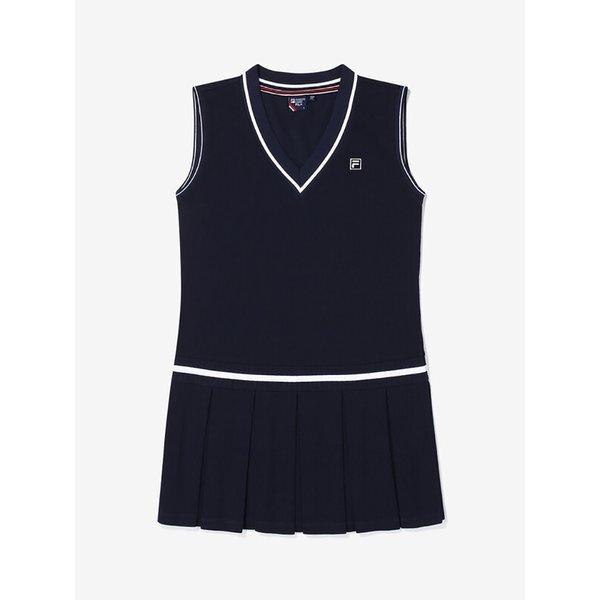 Fila Cotton Blend Pique V Neck Vest Dress